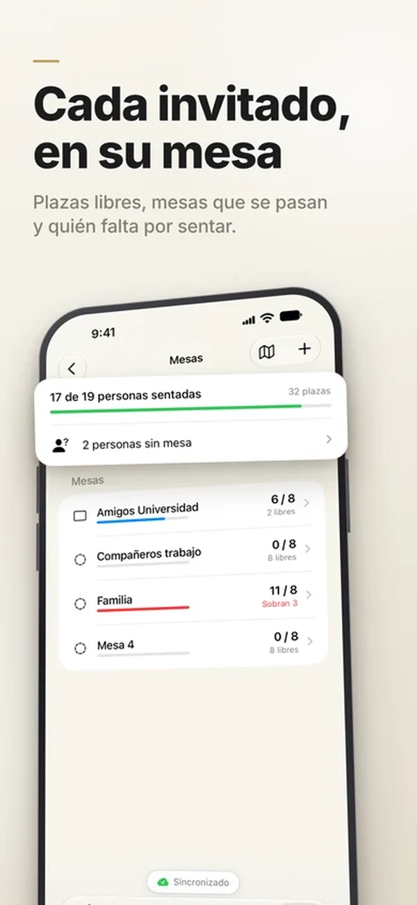 Distribución de invitados por mesas